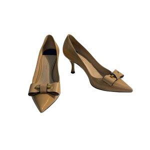 Stuart Weitzman Belle Pointe‎ Patent Pump in Adobe Cristal